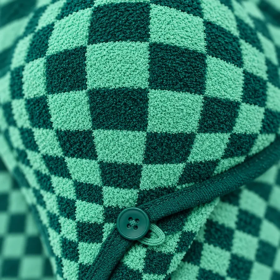 Bulge Twist Hair Wrap, close-up of the jacquard terry