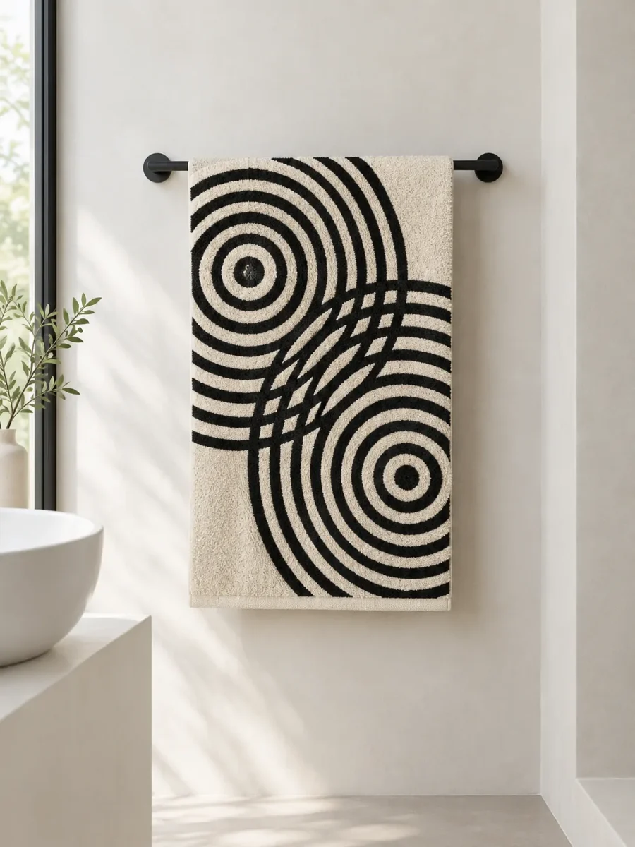 Echo Bath Towel hanging in a bathroom
