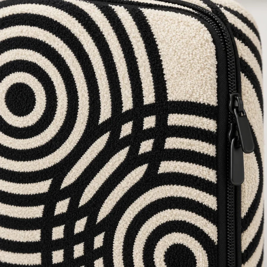 Echo Hanging Wash Bag, close-up of the jacquard terry