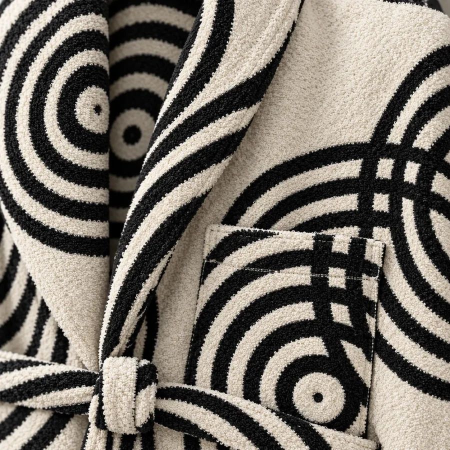 Echo Wrap Robe, close-up of the jacquard terry