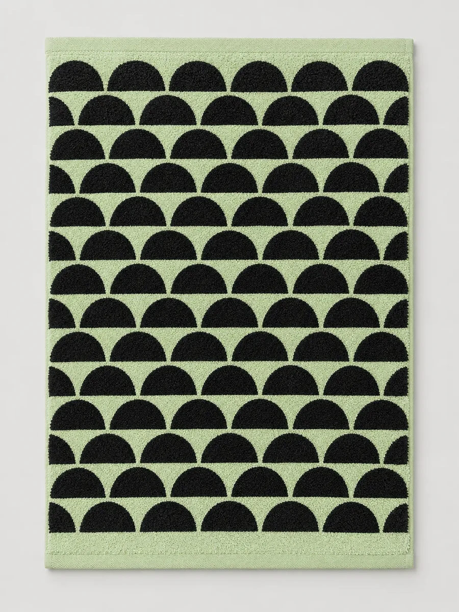 Halves Bath Towel laid flat, whole pattern