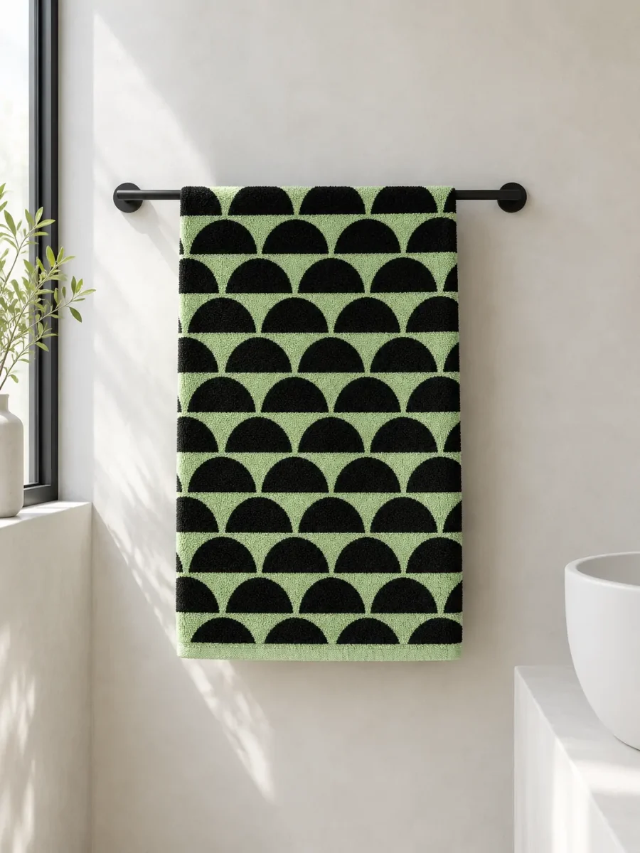 Halves Bath Towel hanging in a bathroom