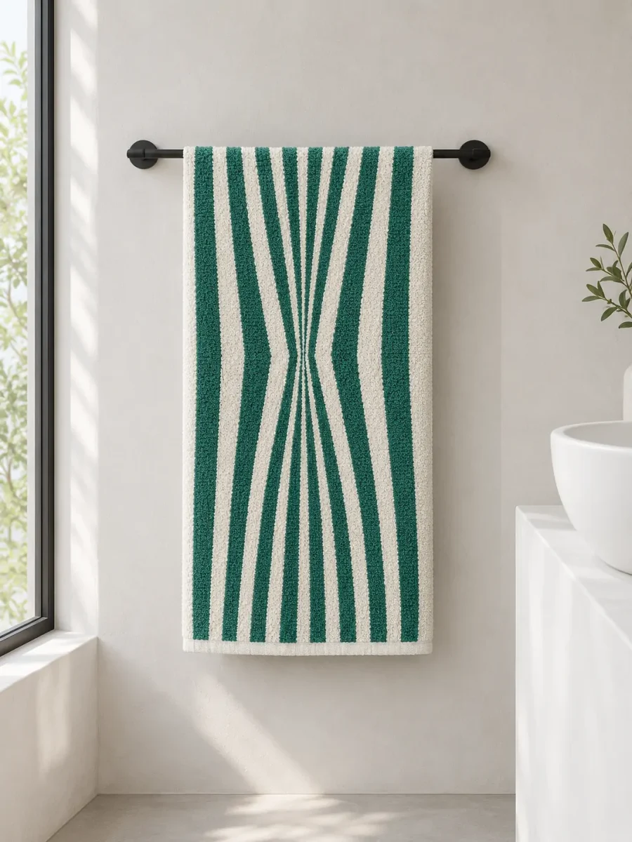 Pinch Bath Towel hanging in a bathroom
