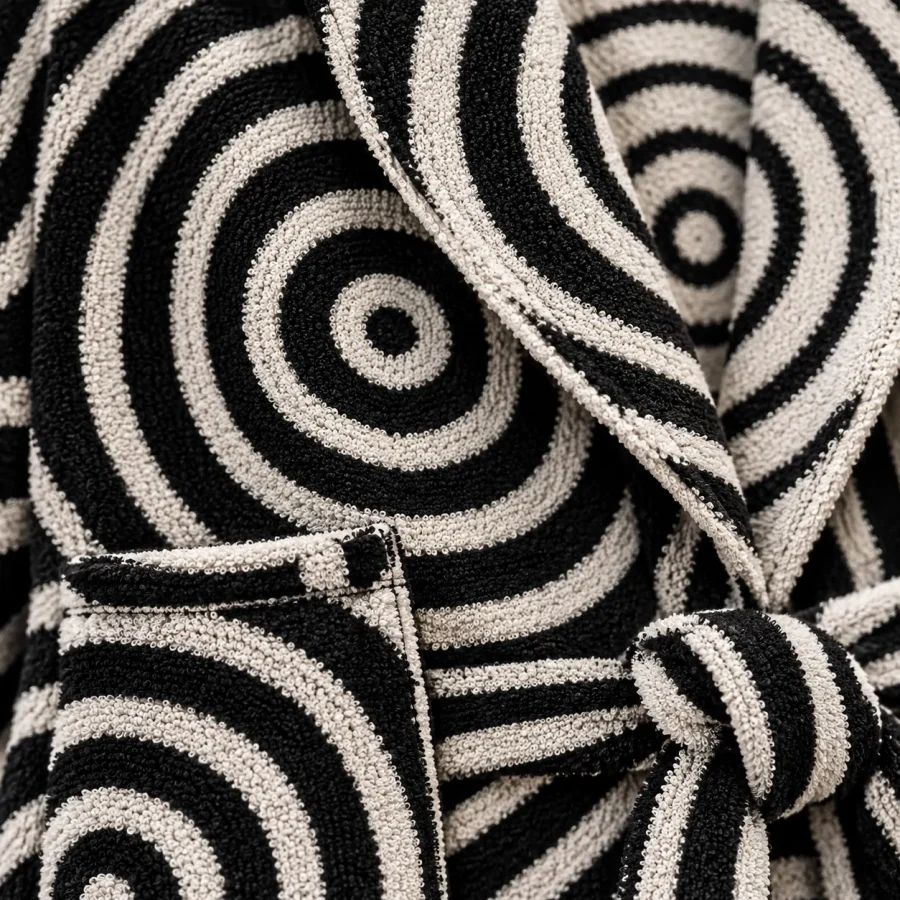 Ring Shawl Collar Robe, close-up of the jacquard terry
