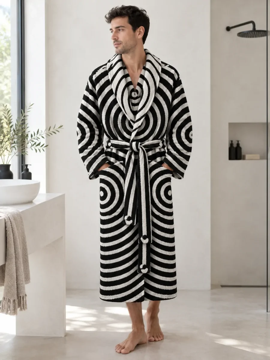 Ring Shawl Collar Robe, worn