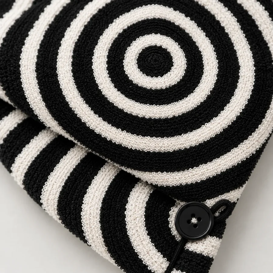 Ring Twist Hair Wrap, close-up of the jacquard terry