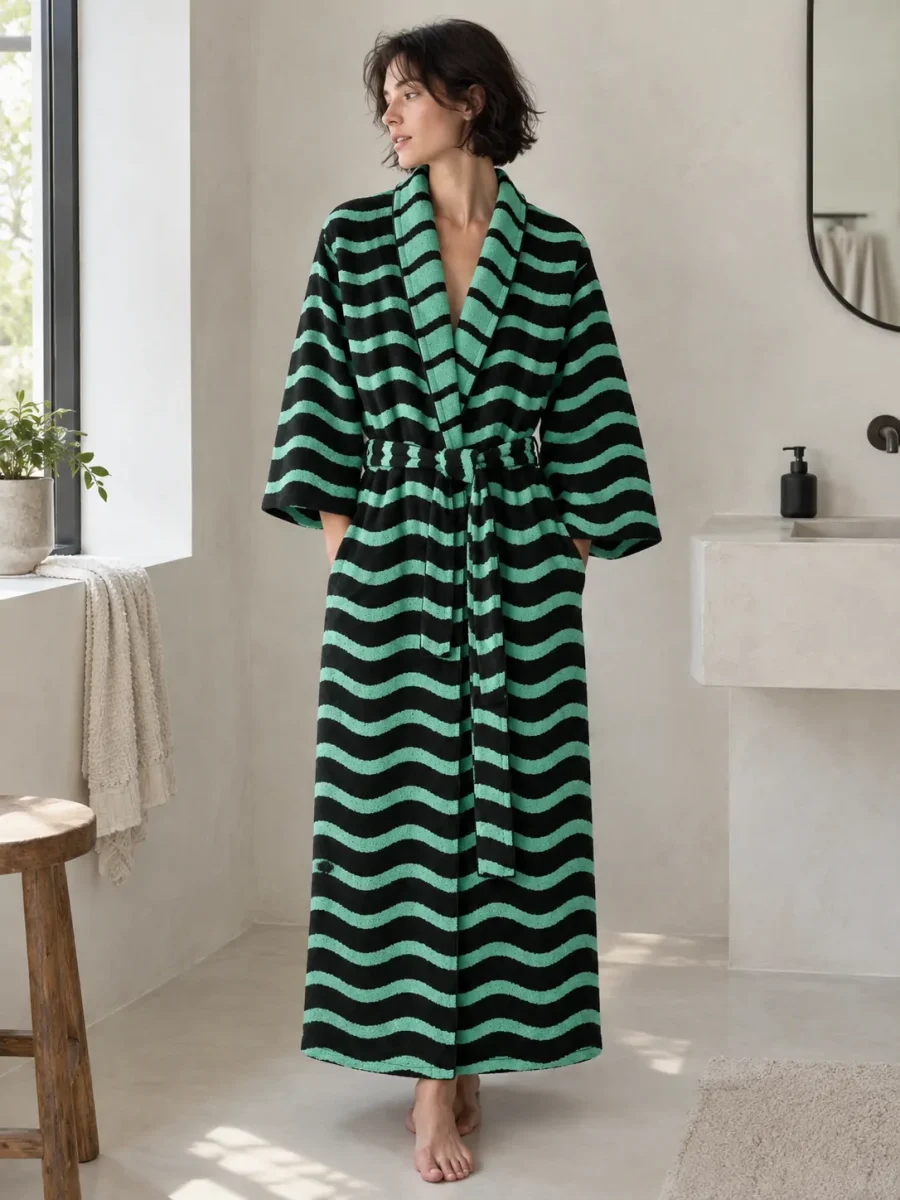 Ripple Kimono Robe, worn