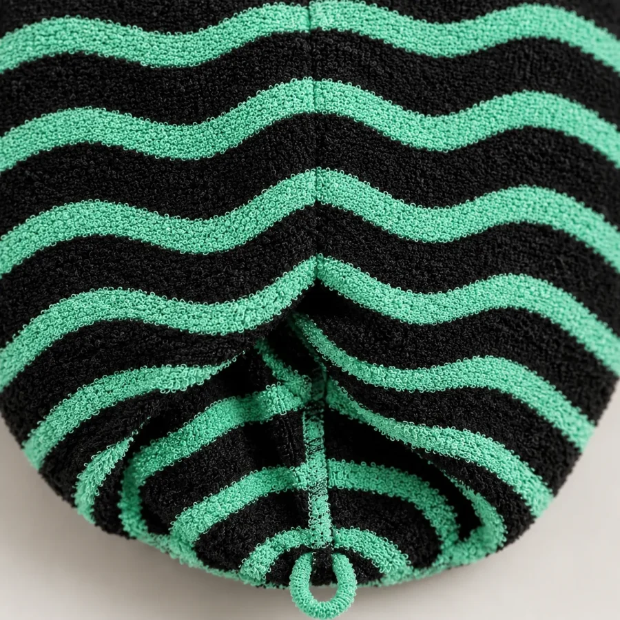 Ripple Turban Hair Wrap, close-up of the jacquard terry