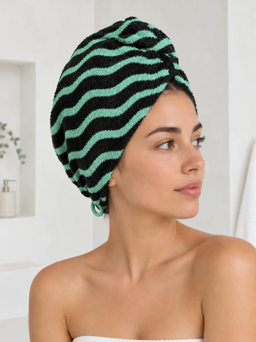 Ripple Turban Hair Wrap, worn
