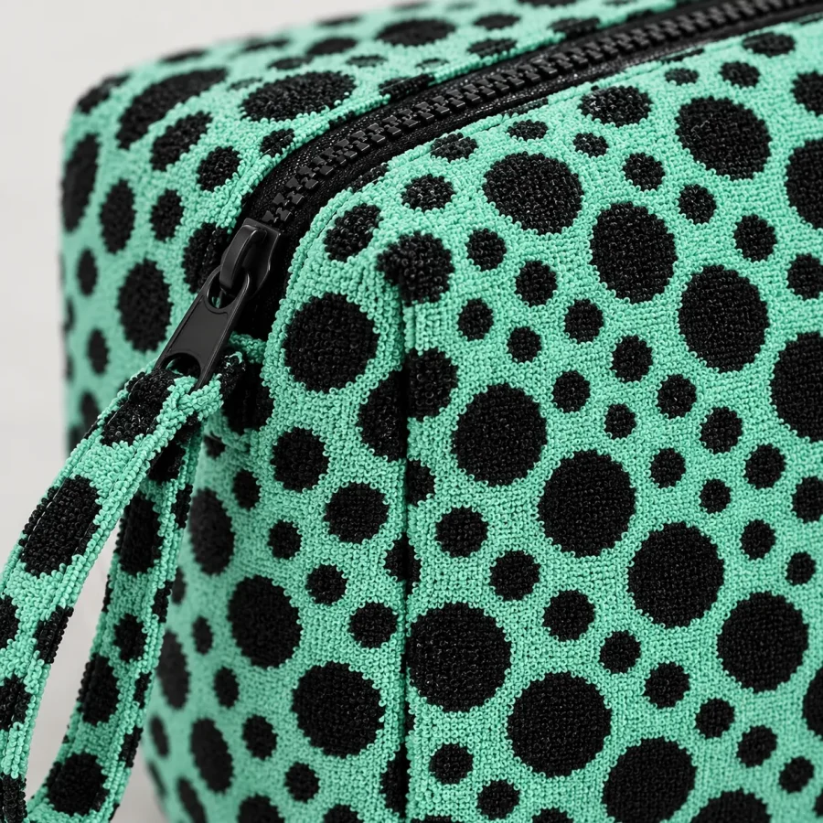 Shift Zip Wash Bag, close-up of the jacquard terry
