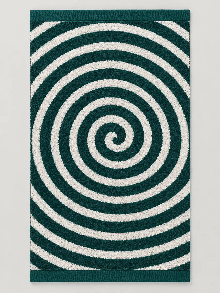 Spiral Bath Towel laid flat, whole pattern