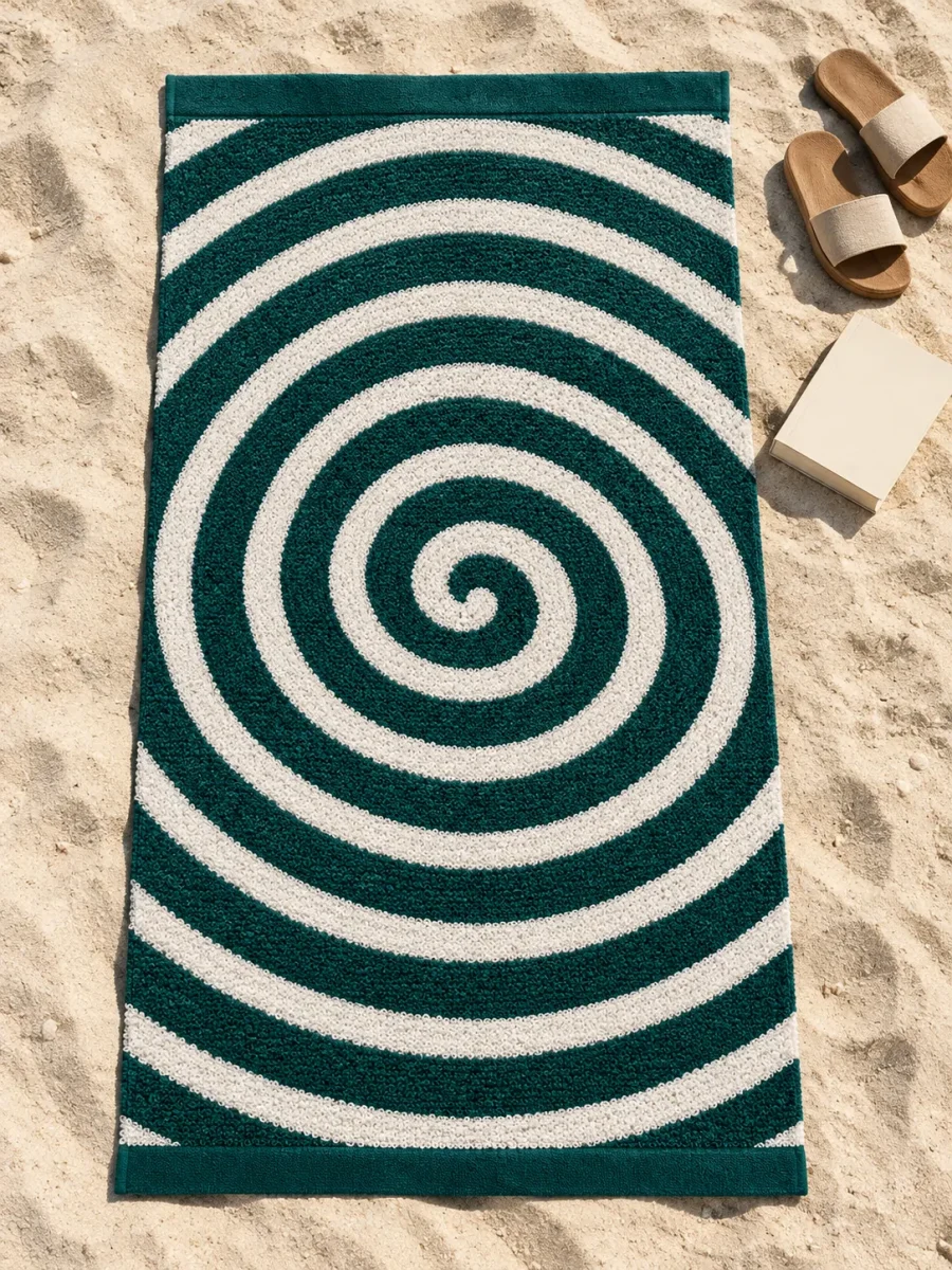 Spiral Beach Towel spread out on the sand