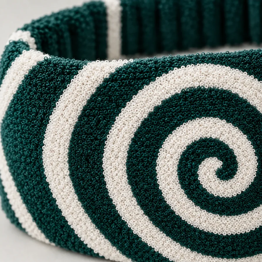 Spiral Spa Headband, close-up of the jacquard terry