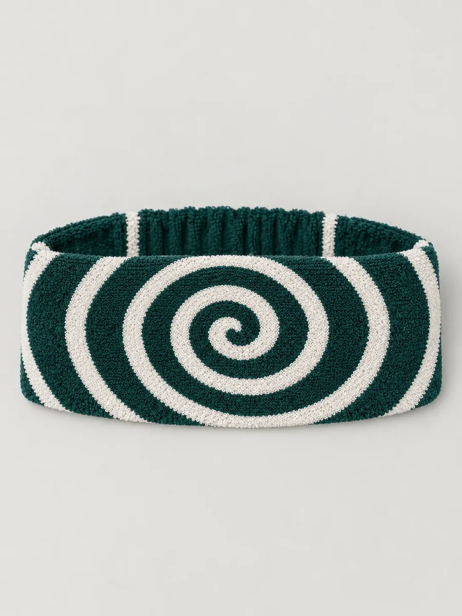 Spiral Spa Headband laid flat, whole pattern