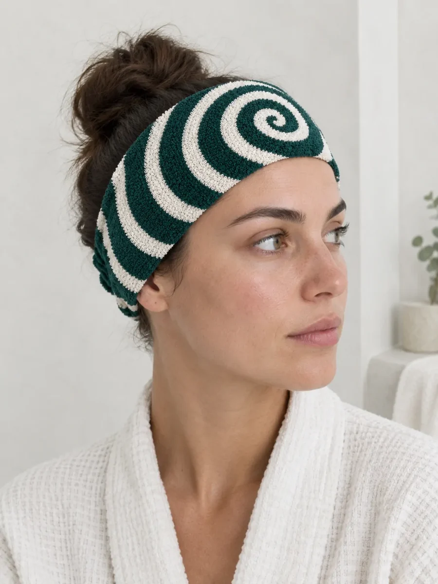 Spiral Spa Headband, worn
