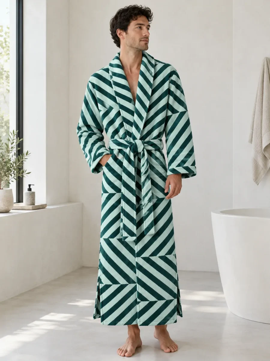 Twist Long Kimono Robe, worn