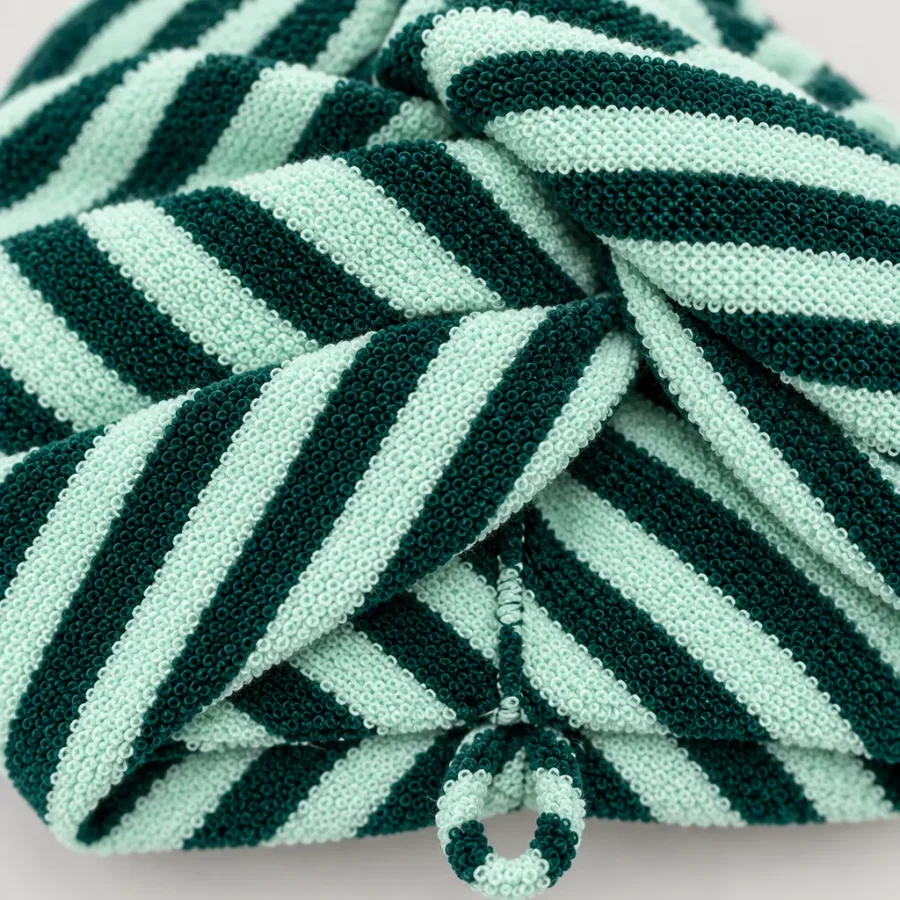 Twist Turban Hair Wrap, close-up of the jacquard terry