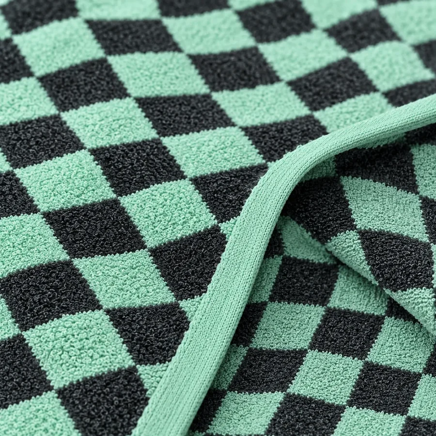 Warp Bath Towel, close-up of the jacquard terry